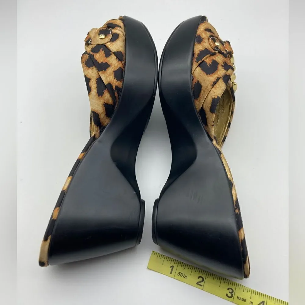 Guess Leopard Print Wedge Sandals Size 8,5M